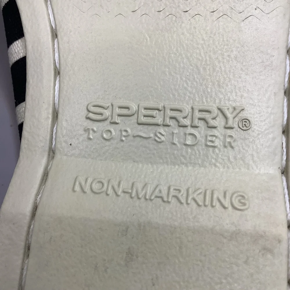 Men's Sperry Top-Sider Boat Shoes Size 10 Black White Striped